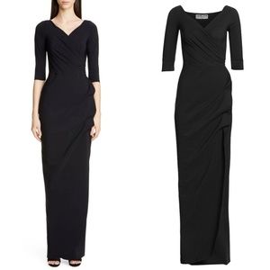Chiara boni black v neck long sleeve florien ruched gown FINAL PRICE NO OFFERS